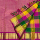Multicolour Handwoven Pure Silk Kancheepuram Paalum Pazhamum Saree with Magenta Gold Zari Border