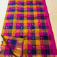 Magenta border with dense gold zari pallu on multicolour paalum pazhamum Kanchipuram saree — Idam Living