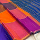 Full view of paalum pazhamum handwoven Kanchipuram pure silk saree with big checks and mullai moggu butta — Idam Living