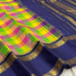 Paalum pazhamum check body close-up on handwoven Kanchipuram pure silk saree — Idam Living