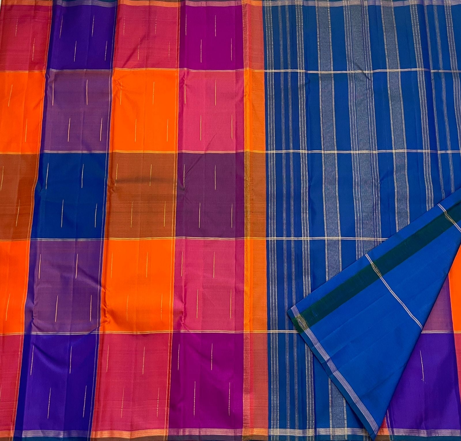 Paalum pazhamum pallu on handwoven Kancheepuram pure silk saree — Idam Living