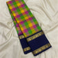 Border detail with gold zari rettapet motifs on paalum pazhamum Kanjivaram silk saree — Idam Living