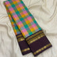 Paalum pazhamum Kanjeevaram silk saree with brownish plum gold zari rettapet border — Idam Living