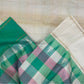 Paalum Pazhamum multicolour check and off-white handwoven pure silk Kanjivaram saree Kanchi Kattam Ganga Jamuna border overview