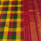 Multicolour Handwoven Pure Silk Kanjivaram Saree with Paalum Pazhamum Checks and Maroon Zari Pallu