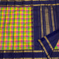 Full spread of paalum pazhamum handwoven Kanchipuram silk saree with navy blue rettapet border — Idam Living