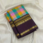 Paalum pazhamum Kanjivaram silk saree with brownish plum rettapet border close-up — Idam Living