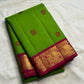 Pachai Green Kanchipuram silk saree with handwoven silk thread buttas