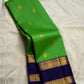 Pachai Green Pure Silk Kanchipuram Rettapet saree with Deep Royal Purple contrast