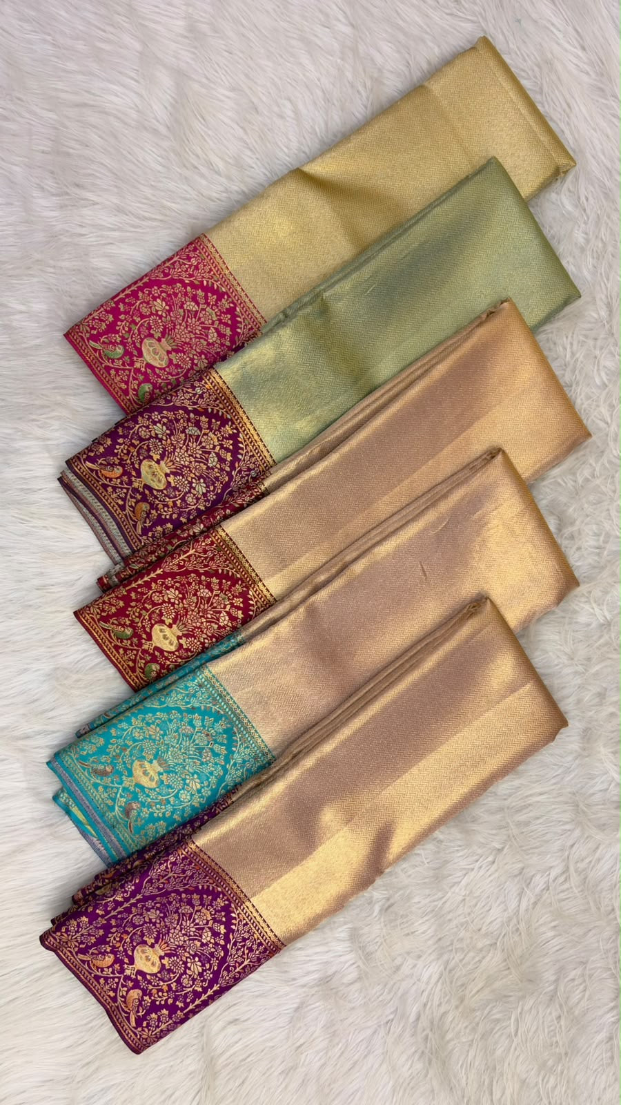 Pale antique gold micro chevron kanchipuram saree – Idam Living Pure Silk Kanchipuram saree