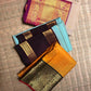 Pale Aqua Turquoise and Kanchana Purple Rettapet pure silk saree full drape