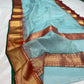 Pale blue Katan Silk handwoven Chanderi saree