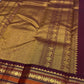 Open Pale Blush Pink Korvai silk showing alternating gold zari buttas and richly woven Aubergine border.
