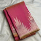 Pale gold Ettukol Kanchipuram saree in pink