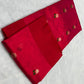Red-pink handwoven Chanderi saree with pale-gold flowers