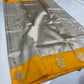 Pale gold handloom Tissue Pattu Silk Chanderi saree with fine gold buttas
