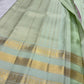 Pale Pistachio-Mint Handwoven Pure Silk Kanchipuram Saree with Gold Zari Buttas and Varisaipet Border