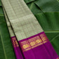 Pale Green and Magenta Zari Kattam Korvai Kancheepuram Silk Saree with Kamalam Border