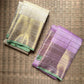 Pale Pink with Lavender undertone Pure Silk Kanchipuram Zari Kattam saree with Mint Green ornate zari border.
