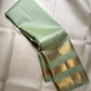 Pale Pistachio-Mint Handwoven Pure Silk Kanchipuram Saree with Gold Zari Buttas and Varisaipet Border