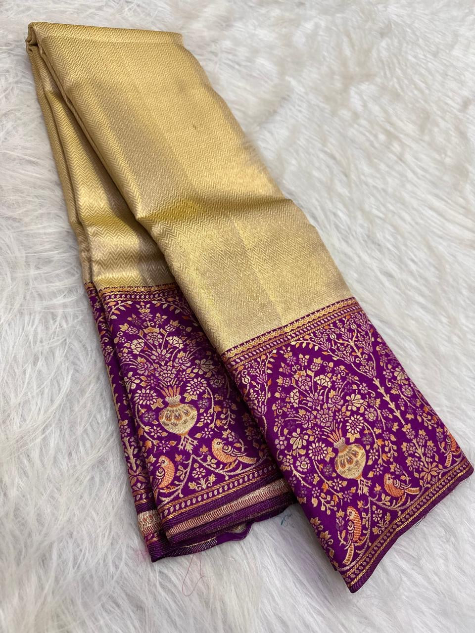 Pale pon vandu kanchipuram saree kathiripoo meenakari – Idam Living Pure Silk Kanchipuram saree