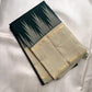 Pale sage Kanjeevaram korvai saree with thazhampoo reku border and antique gold zari
