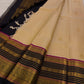 Pale Sand Ivory Kanjivaram Saree — full drape, pure silk Kanchipuram handwoven — Idam Living