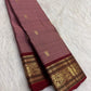 Dusty rose Pure Silk Kanjipuram saree with parrot Butta motifs and maroon border