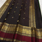 Parrot Green and Black Handwoven Pure Silk Kanjeevaram Saree with Kudhirai Butta and Zari Border
