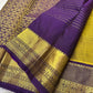 Zari Kattam weave and elephant motif detail on parrot green Kancheepuram silk saree — Idam Living