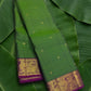 Parrot green handwoven Kanchipuram pure silk saree with zari kattam body and mayil peacock korvai border — Idam Living