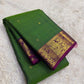 Zari kattam body with chedi butta on parrot green Kanjivaram pure silk saree — Idam Living