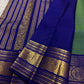 Parrot green silk body meeting the royal blue and gold zari border