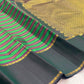 Parrot Green and Deep Purple Handwoven Pure Silk Kanjipuram Rettapet Saree with Veldhari Vazhaipoo Stripes