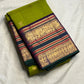 Parrot Green Handwoven Pure Silk Kanchipuram Saree with Navy Rettapet Border