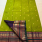 Parrot Green Handwoven Pure Silk Kanchipuram Saree with Navy Rettapet Border