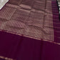 Wide pallu spread of plum Pure Kanchipuram silk saree featuring an expansive zari-woven pallu panel and contrast border, available in the USA.