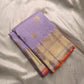 Pastel Lavender Handwoven Pure Silk KanchiPattu Saree with Zari Kattam and Antique Gold Border