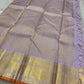 Pastel Lavender Handwoven Pure Silk KanchiPattu Saree with Zari Kattam and Antique Gold Border