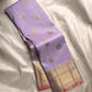 Pastel Lavender Handwoven Pure Silk KanchiPattu Saree with Zari Kattam and Antique Gold Border