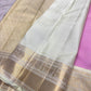 Cream ivory contrast border on pastel pink silk saree