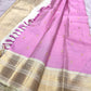 Pastel pink Handwoven Pure Silk Kanjivaram saree with kamalam buttas