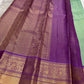 Pastel Mint Green and Royal Orchid Purple Handwoven Pure Silk Kanchipuram Saree with Vairaoosi Korvai Border and Mayil Chakram Butta
