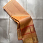 Pastel Peach Kanjeevaram silk saree — full front view, rettapet weave — Idam Living