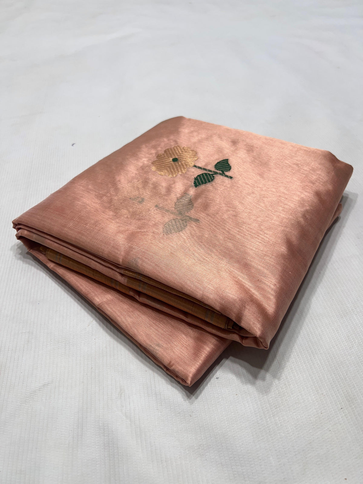 Handwoven Pattu Silk Chanderi saree with antique gold border