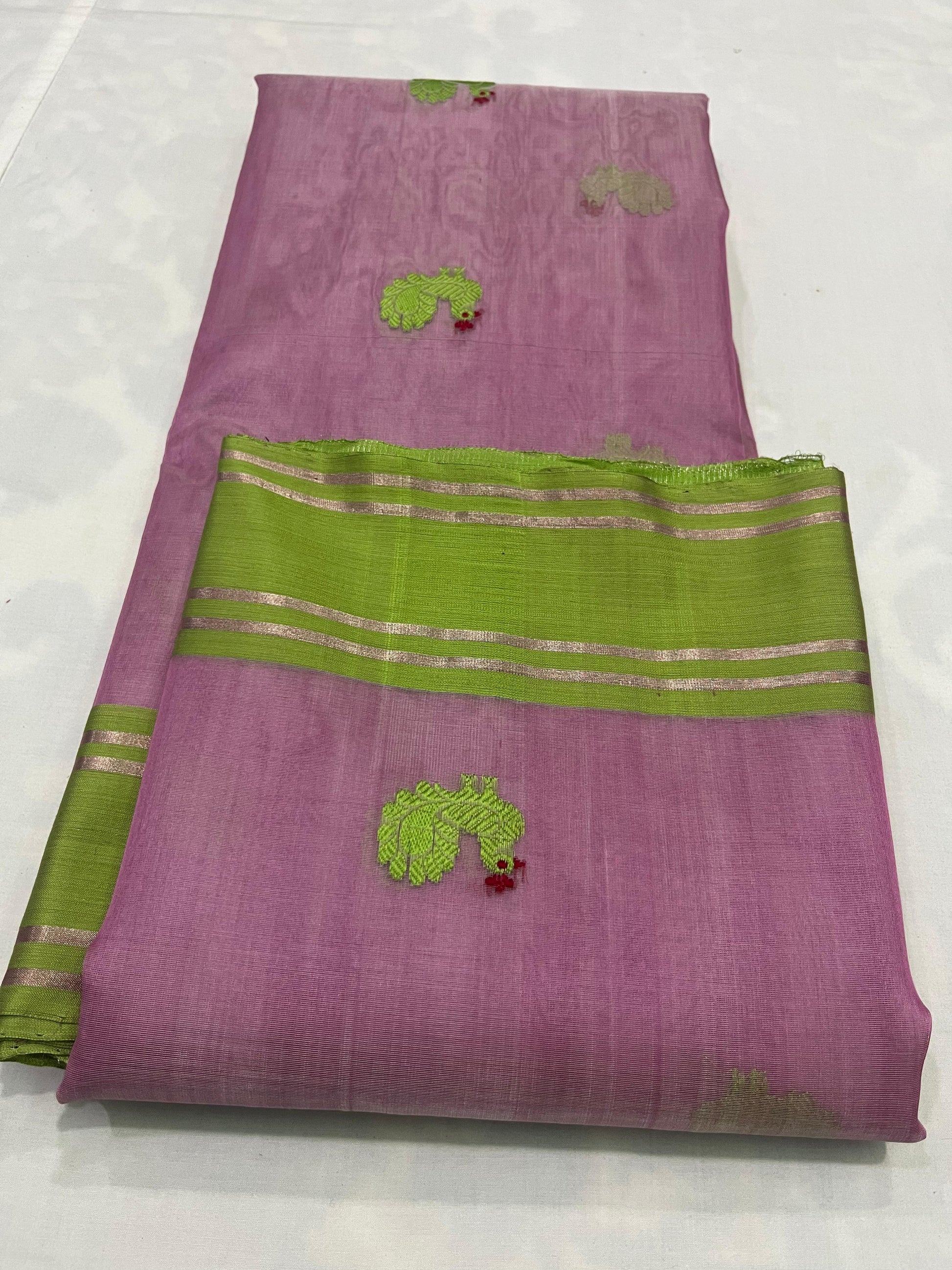 Lightweight Chanderi pattu silk saree with blush pink silk body and elegant drape
