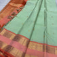Pastel Pistachio Green Pure Silk Kancheepuram Rettapet Saree - full drape