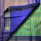 Pattani kattam check body of Kancheepuram pure silk saree in blue-green — weave close up