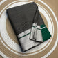 Fine checks weave detail of handloom Patteda Anchu cotton saree — Idam Living
