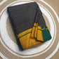 Patteda Anchu saree mustard and contrasting colour border close-up — Idam Living